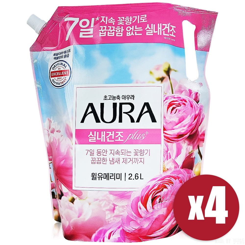 [LG생활건강] 샤프란 아우라 초고농축 섬유유연제 윌유메리미 2.6L x 4