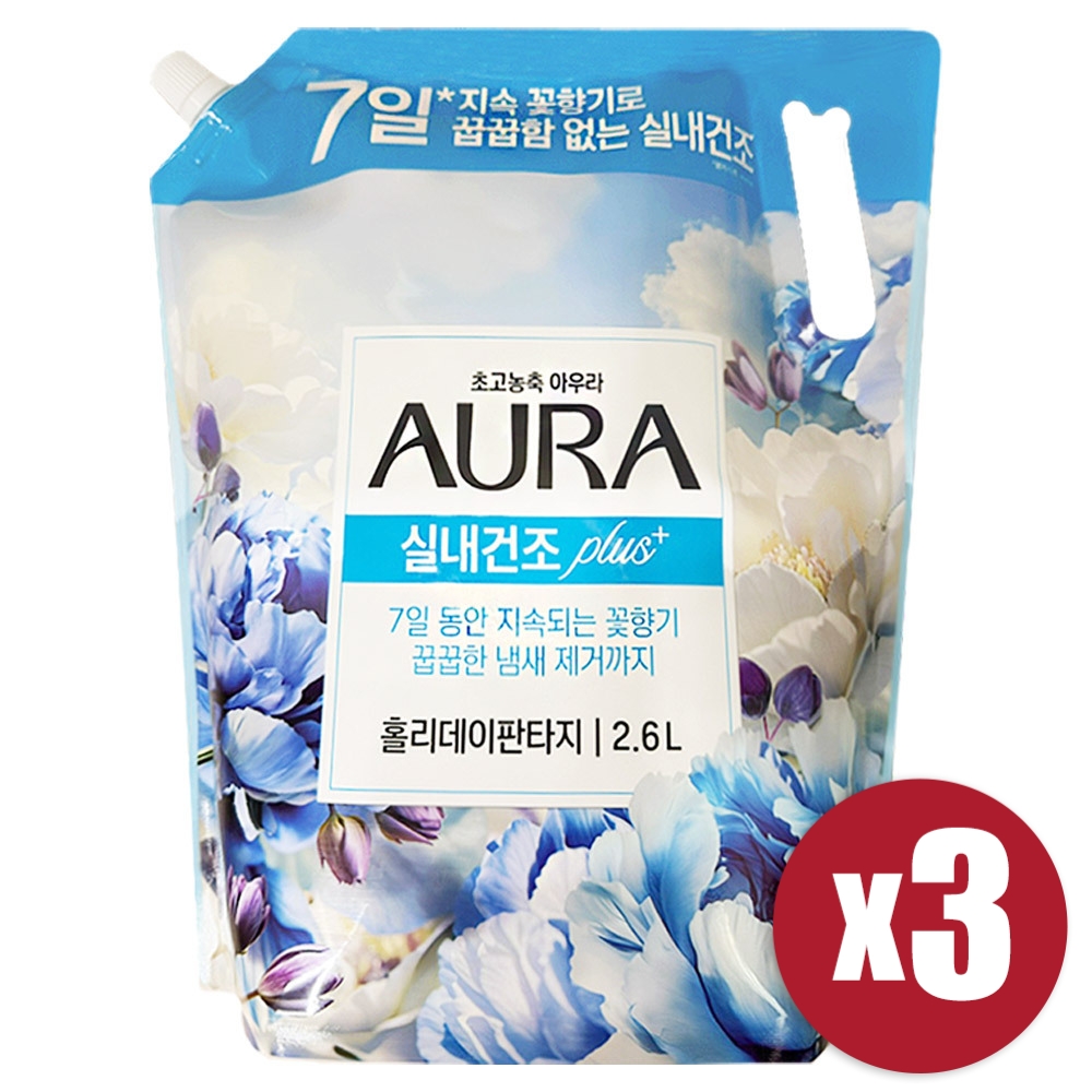 [LG생활건강] 샤프란 아우라 초고농축 섬유유연제 홀리데이판타지 2.6L x 3