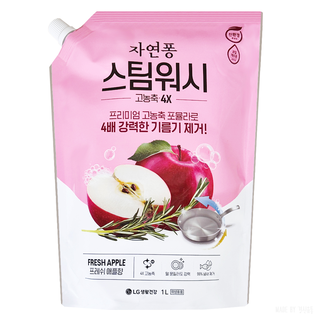 [LG생활건강] 자연퐁 스팀워시 애플향 주방세제 1L x 1