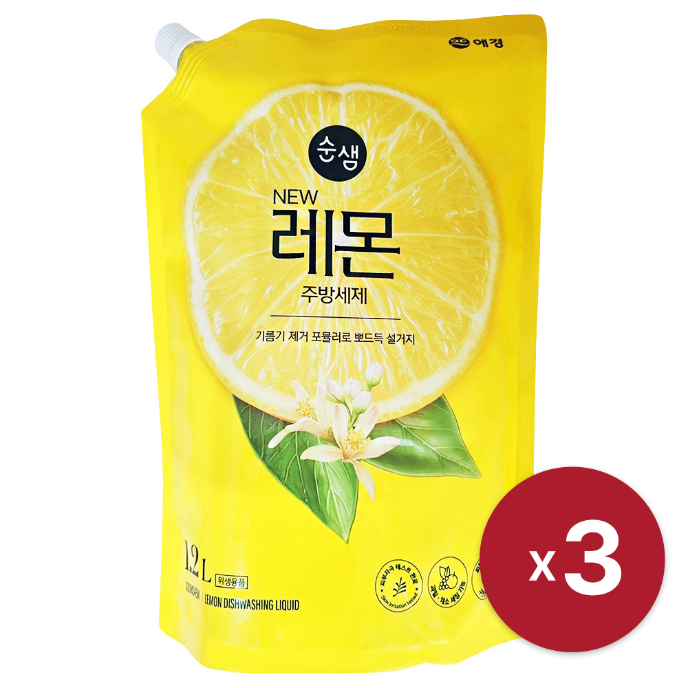 [애경] 순샘 상큼한 레몬향 주방세제 1.2L x 3