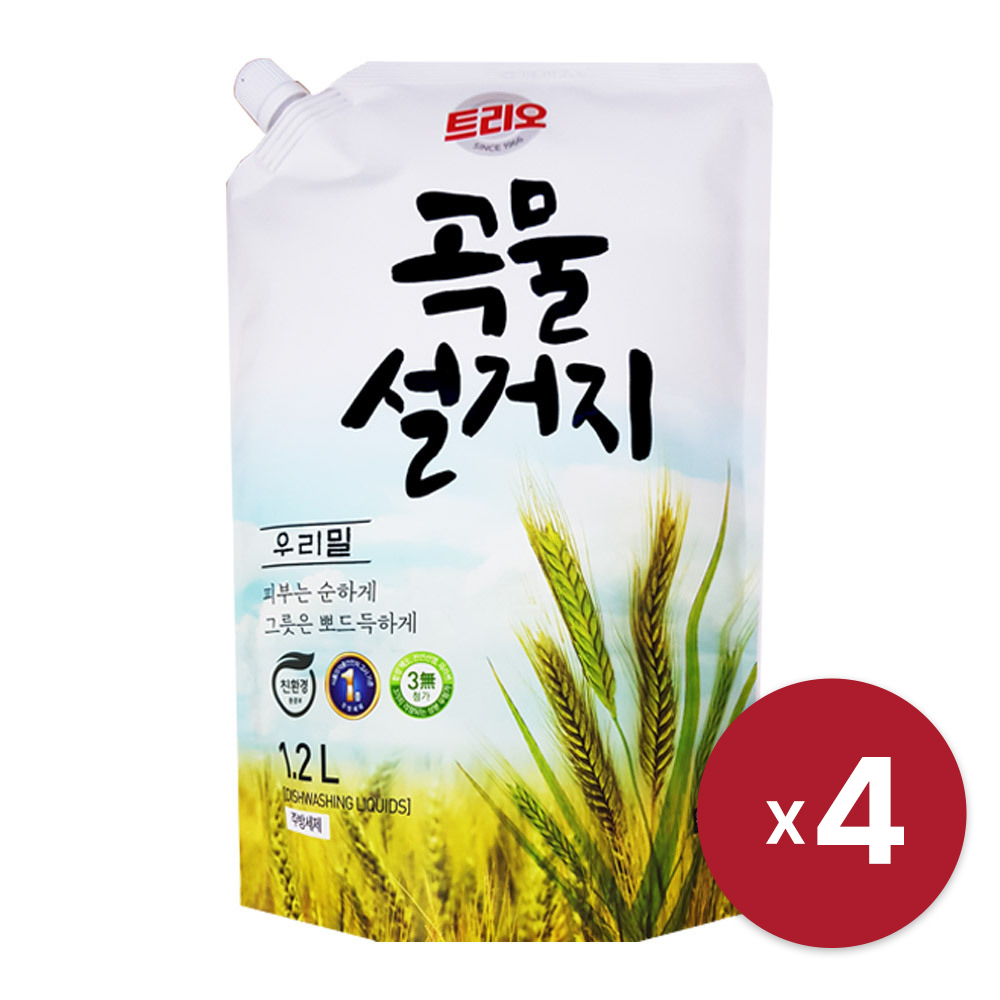 [애경] 트리오 곡물설거지 우리밀 주방세제 1.2L x 4