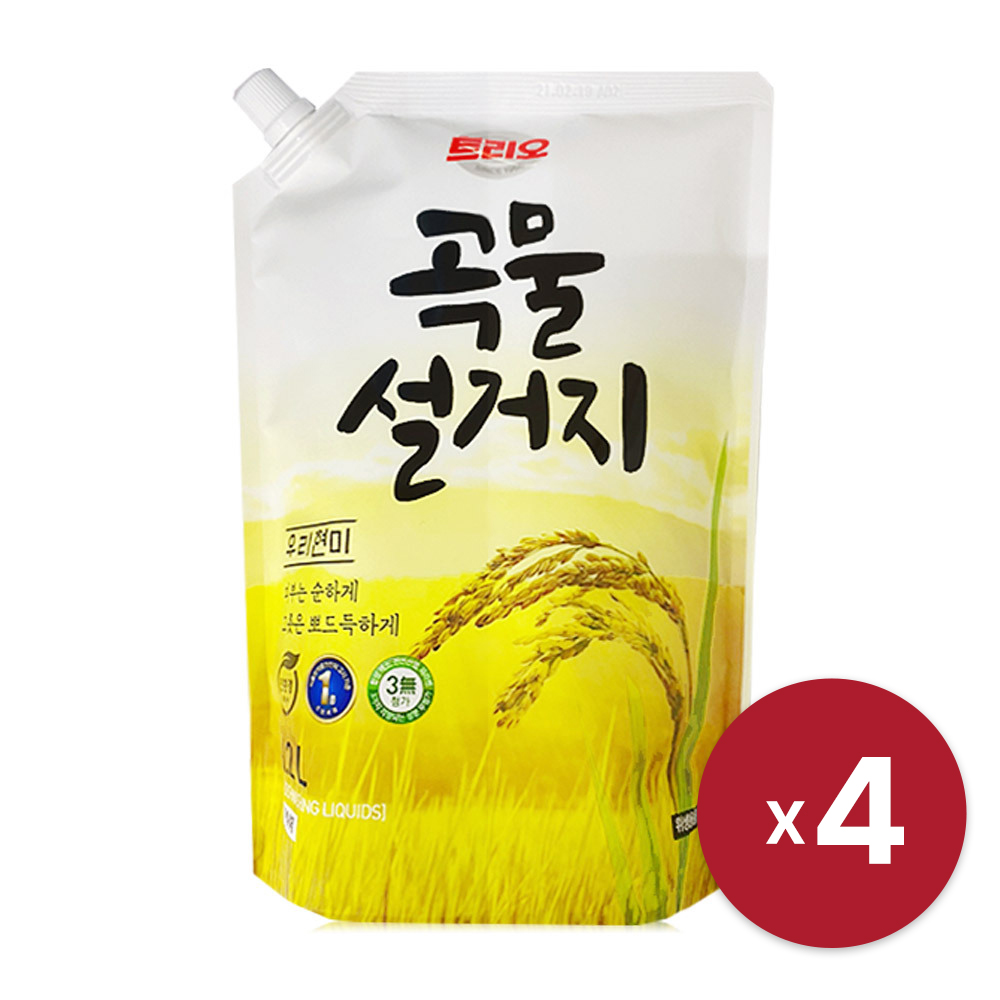 [애경] 트리오 곡물설거지 우리현미 주방세제 1.2L x 4