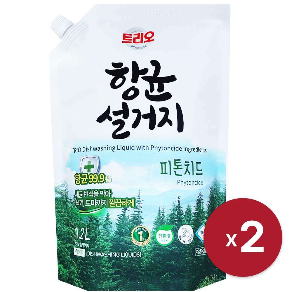 [애경] 트리오 항균설거지 피톤치드 주방세제 1.2L x 2