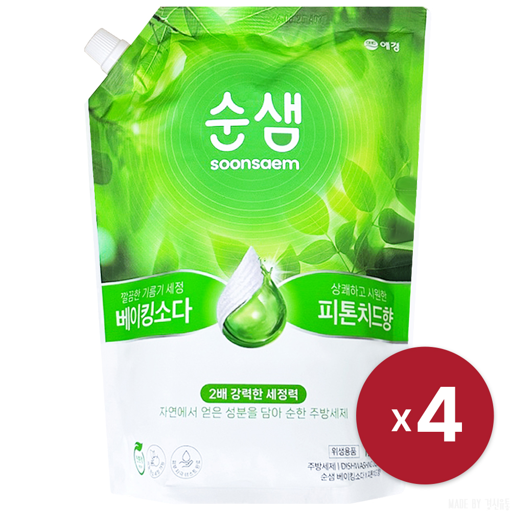 [애경] 순샘 베이킹소다 X 피톤치드향 주방세제 1.4L x 4