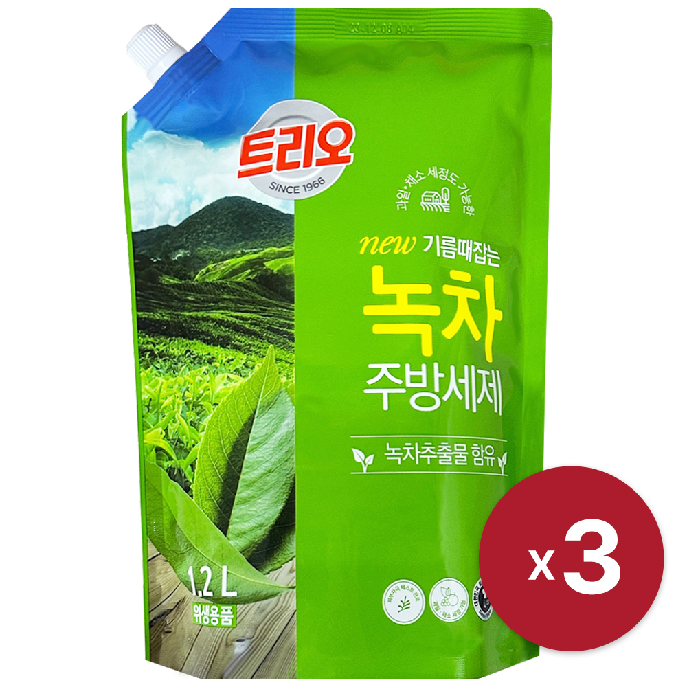 [애경] 트리오 녹차 주방세제 1.2L x 3