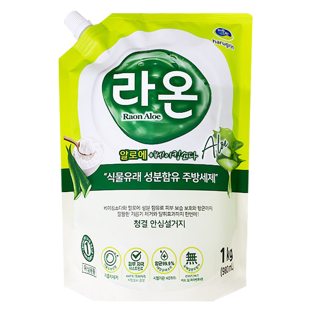 [하루그린] 라온 주방세제 알로에 용기 980ml x 1