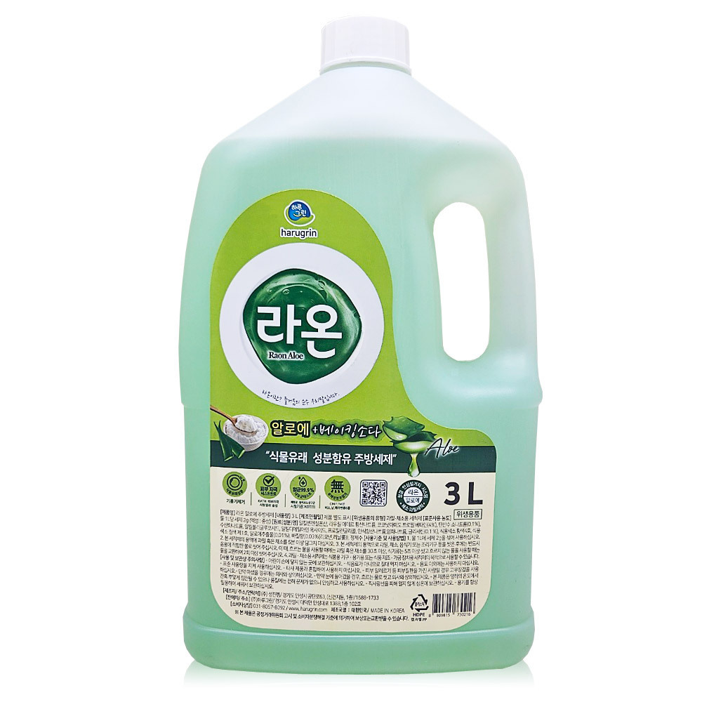 [하루그린] 라온 주방세제 알로에 3L x 1