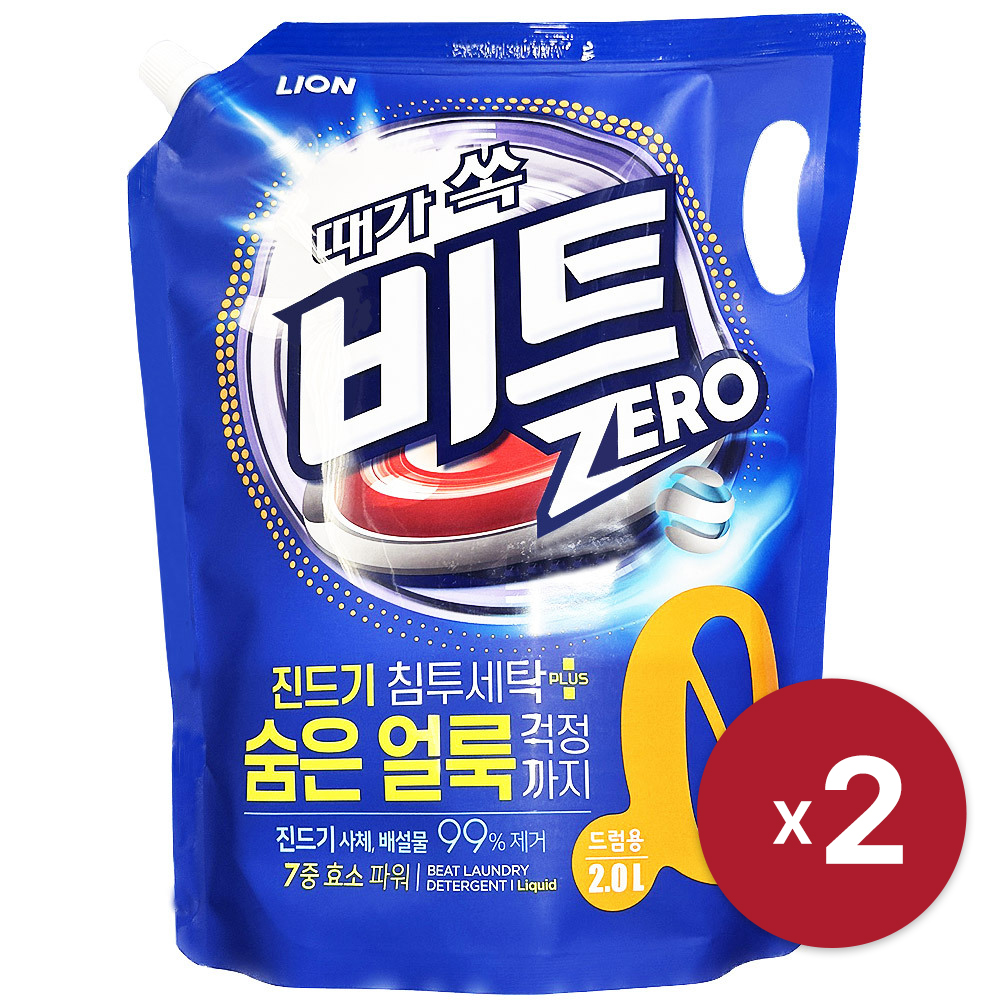 [라이온코리아] 비트 제로 액체세제 드럼 2L x 2