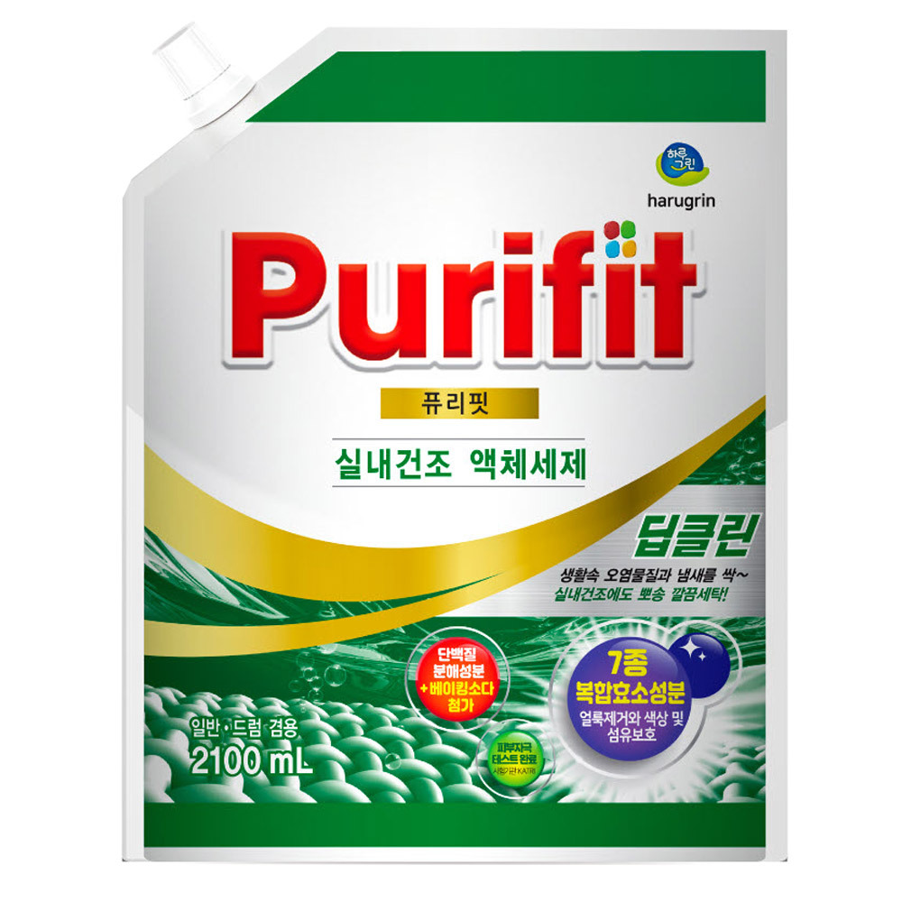 [퓨리핏] 딥클린 실내건조 액체세제 2.1L x 1 일반 드럼 겸용