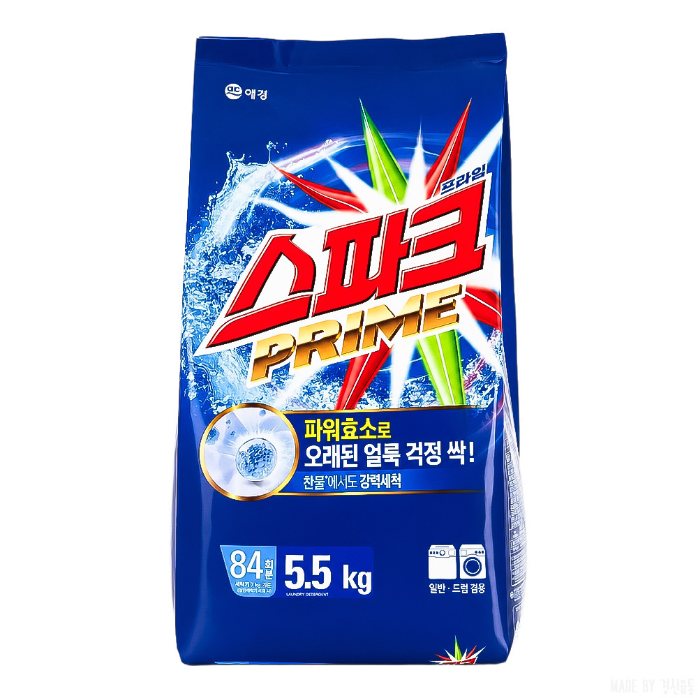 [애경] 스파크 프라임 분말 세탁세제 드럼 일반 겸용 5.5kg x 1 가루세제 분말세제