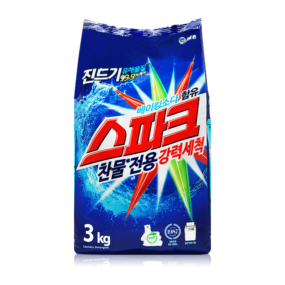 [애경] 스파크 오리지널 분말 세탁세제 일반 3kg x 1 가루세제 분말세제
