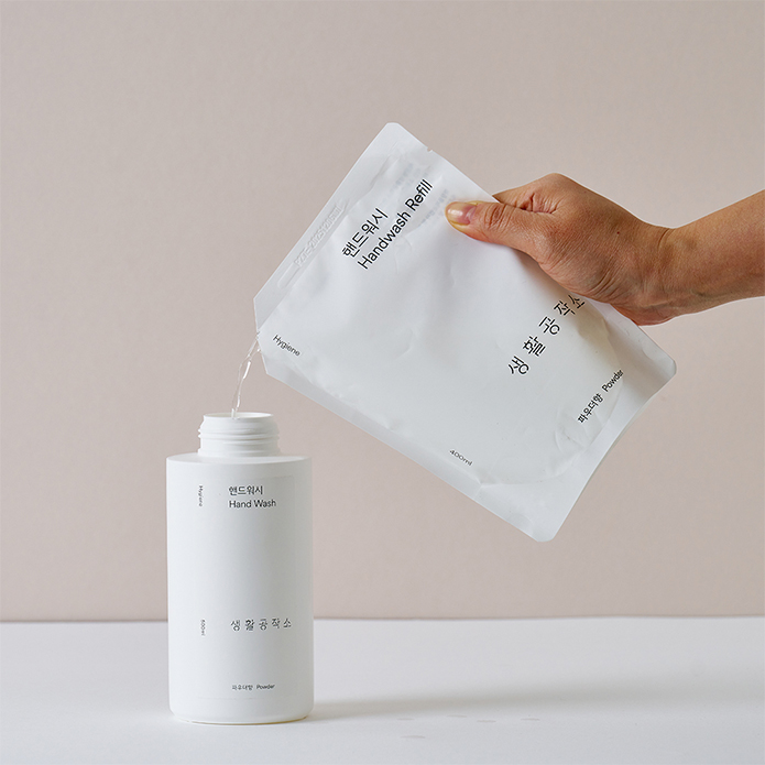 [생활공작소] 핸드워시 손세정제 리필 400ml 파우더향