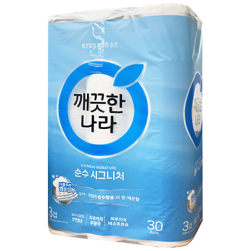 [깨끗한나라] 순수 시그니처 28m 3겹 30롤 x 1 더블쿠션 엠보싱 무색 무향