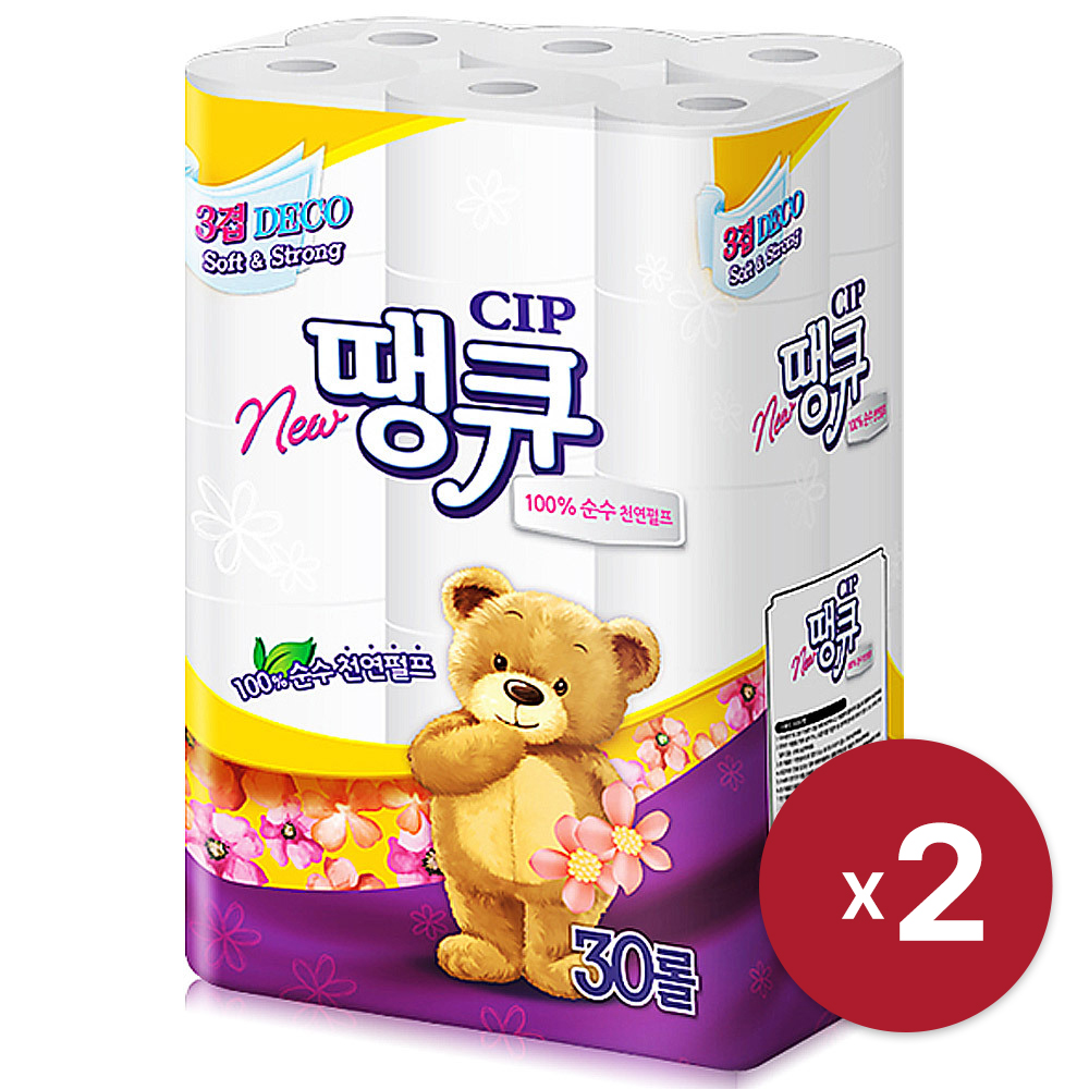 [땡큐] 땡큐 3겹 14m 30롤 x 2 천연펄프 데코
