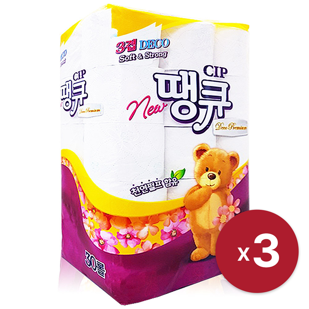 [땡큐] 땡큐 화장지 15m 3겹 30롤 x 3 데코