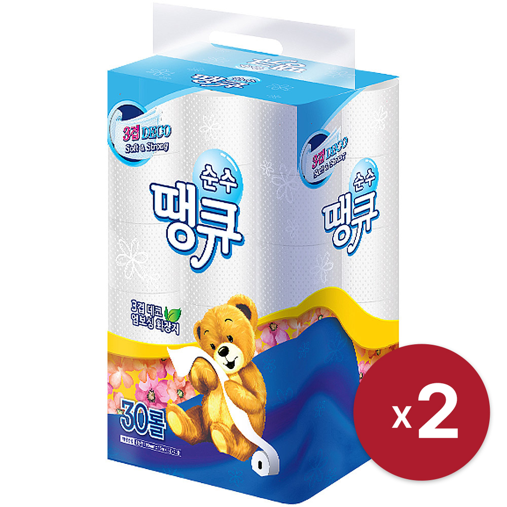 [땡큐] 순수땡큐 15m 3겹 30롤 x 2 데코엠보싱
