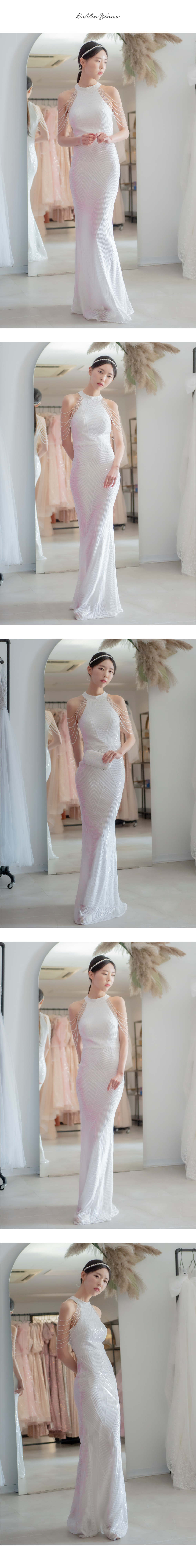 Halter neck shoulder chain dress in white - Evening Dresses & Gowns - Other Materials White