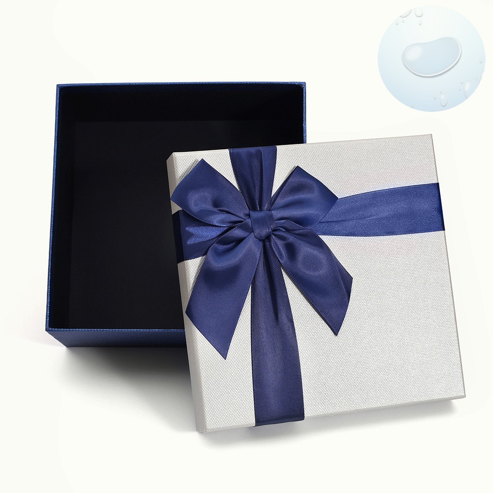 Oce 종이 선물 상자 공단 리본 박스 21x21cm 그레이 페이퍼 패키징 페이퍼 백 gift box