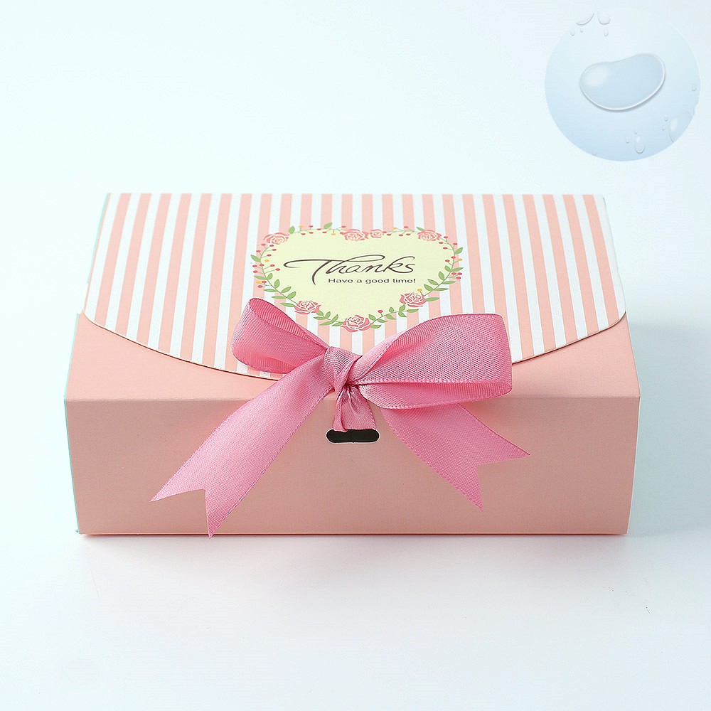 Oce 종이 포장 리본 상자 선물 박스 16.5x11.5cm 핑크 10p 패키지 포장지 선물 사각 상자 뚜껑 케이스