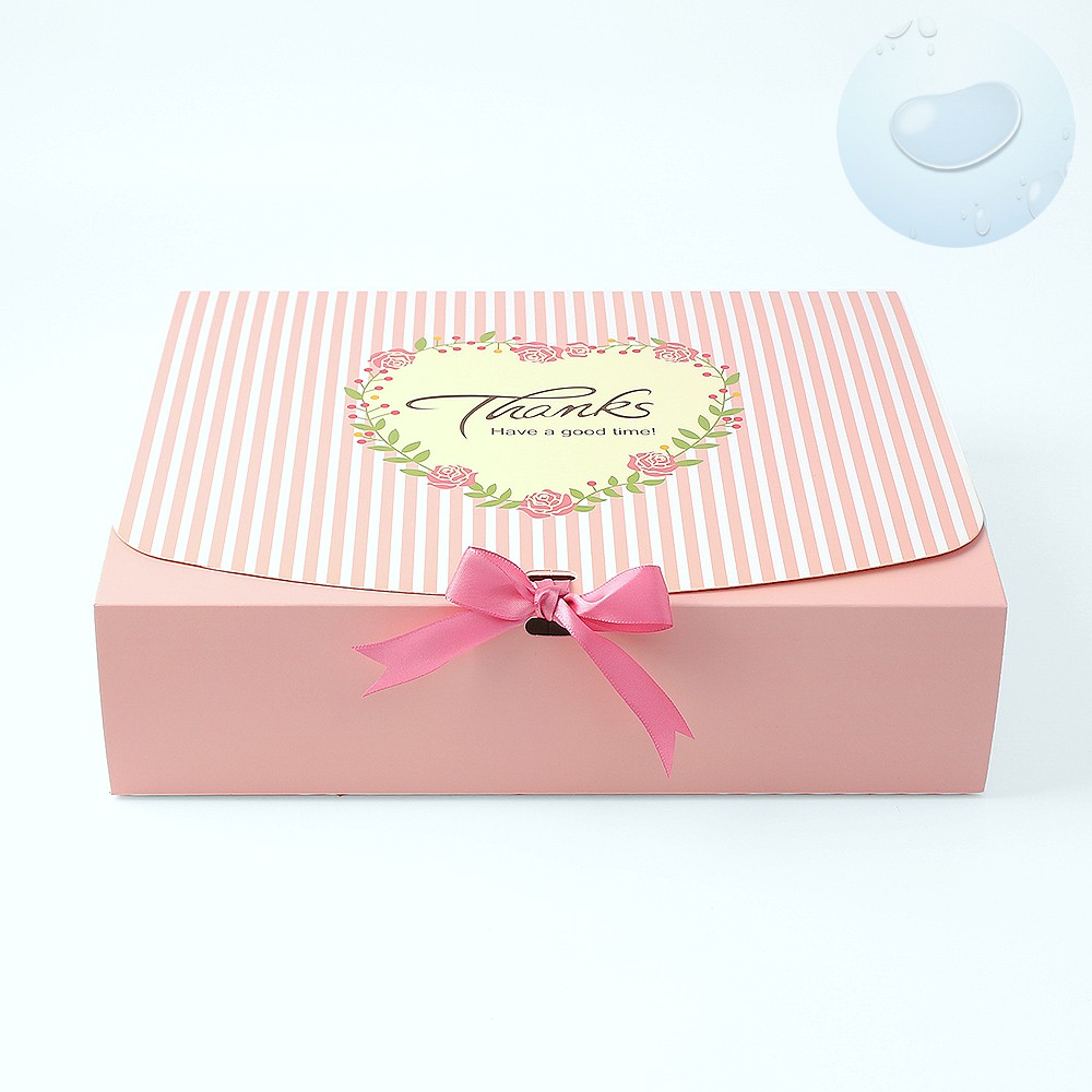 Oce 종이 포장 리본 상자 선물 박스 31x25cm 핑크 10p 뚜껑 케이스 페이퍼 패키징 패키지 포장지