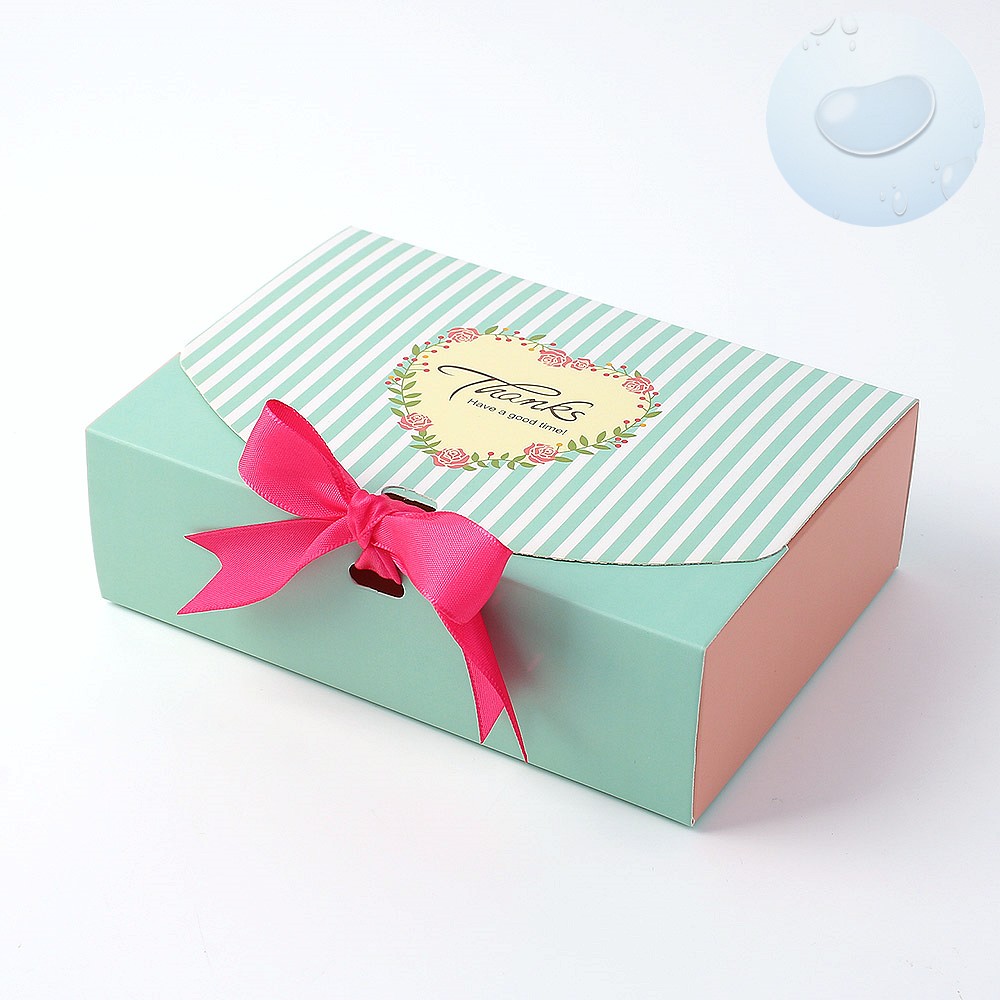 종이 포장 리본 상자 선물 박스 16.5x11.5cm 민트 10p 예쁜 종이 포장 케이스 패키지 포장지 쿠키 박스