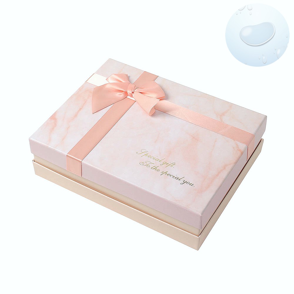 Oce 종이 선물 상자 공단 리본 박스 27x21cm 핑크 페이퍼 패키징 옷  쇼핑백 포장 박스