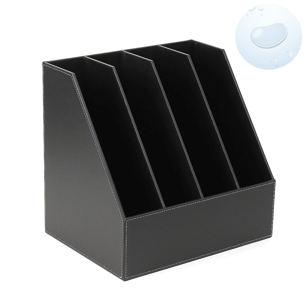 가죽 이동 책꽂이 서류 정리대 4칸 블랙 파일꽂이 파일 스탠드 수납 인덱스 박스