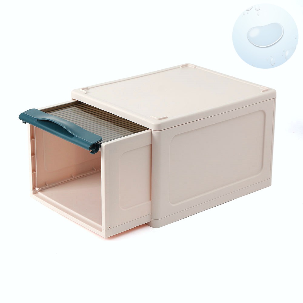 투명창 상자 접이식 슬라이딩 잠금 박스 16.5L 블루그린 미니 창고 폴딩 펜트리 박스 플라스틱 상자