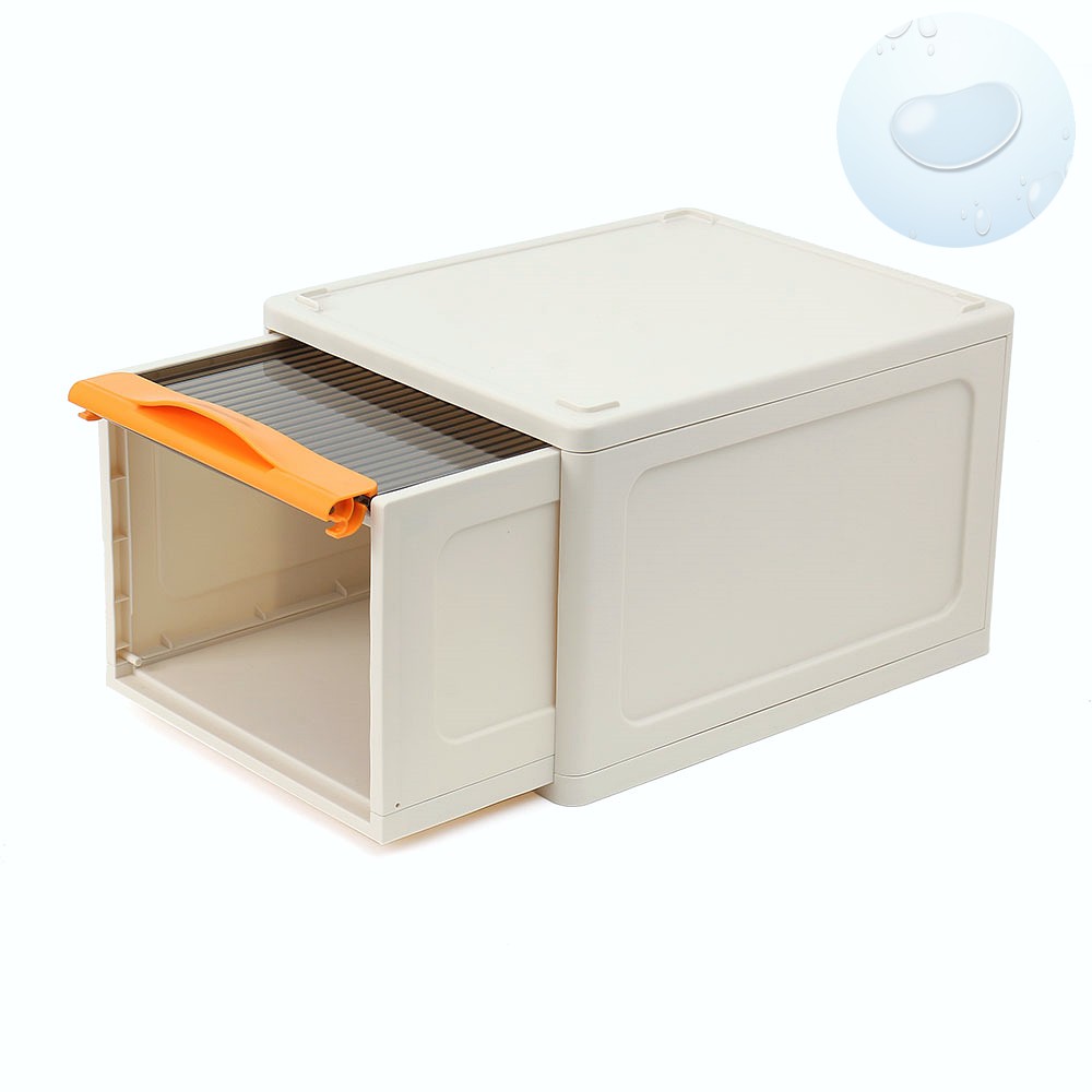 투명창 상자 접이식 슬라이딩 잠금 박스 16.5L 오렌지 미니 창고 폴딩 펜트리 박스 멀티 공간 가구