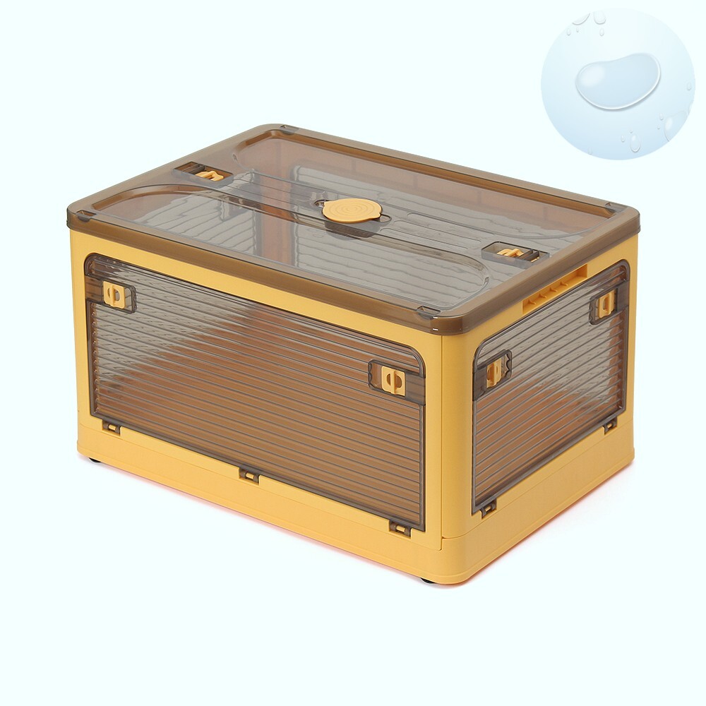 Oce 5gate 반투명 상자 접이식 바퀴 pp 박스 55L 옐로우 이동 수납장 다용도 옷 정리함 장난감 수납함