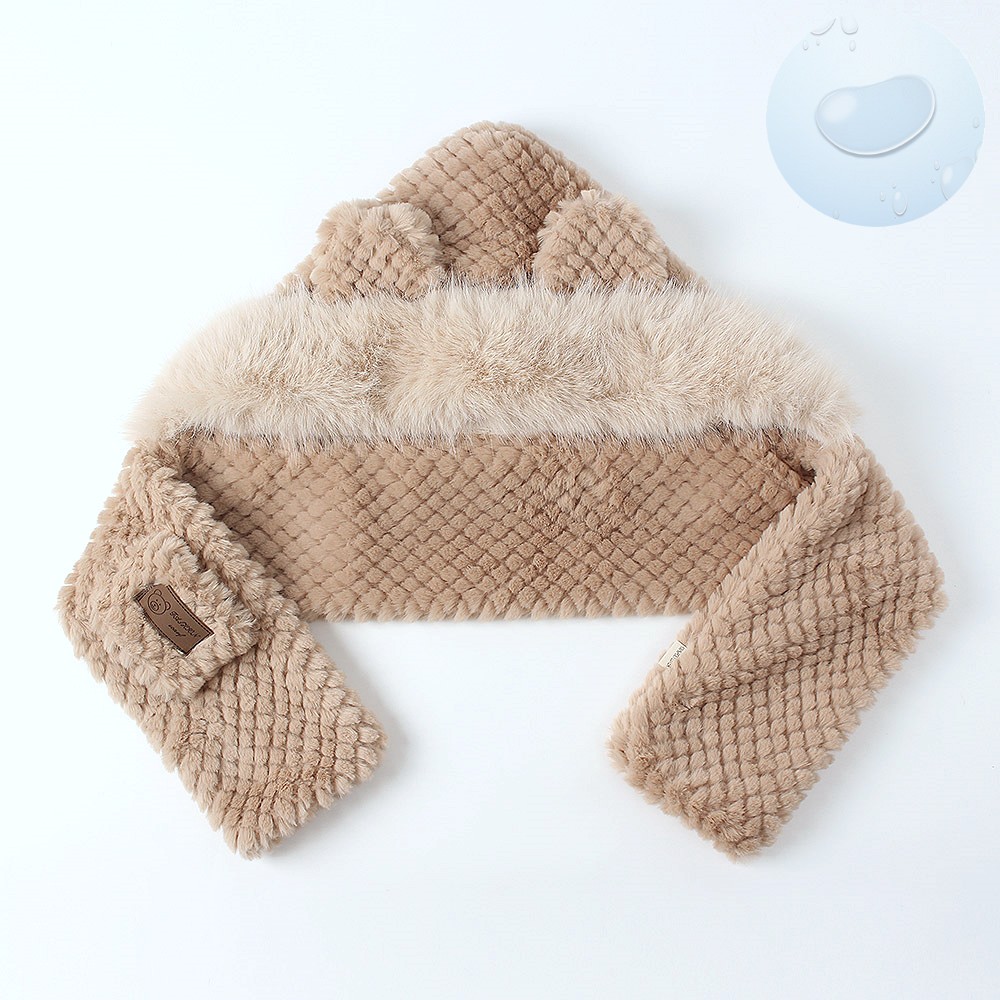 Oce 털곰 인형 모자 목도리 브라운 겨울 스카프 겨울 숄 방한 모자