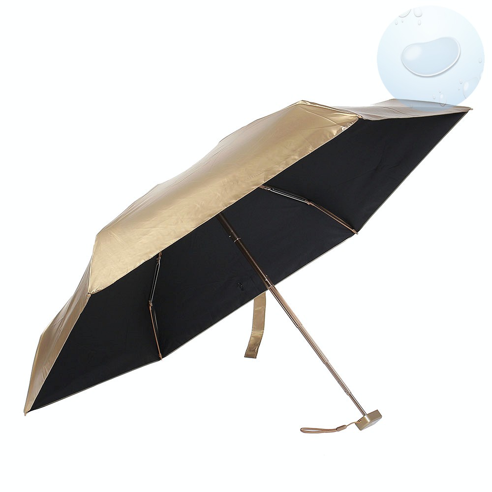 Oce 화이바 암막 6단 초미니 우산겸 양산 골드 블랙 초경량 휴대용 양산 수동 접이식 우산 컴팩트 작은 우양산