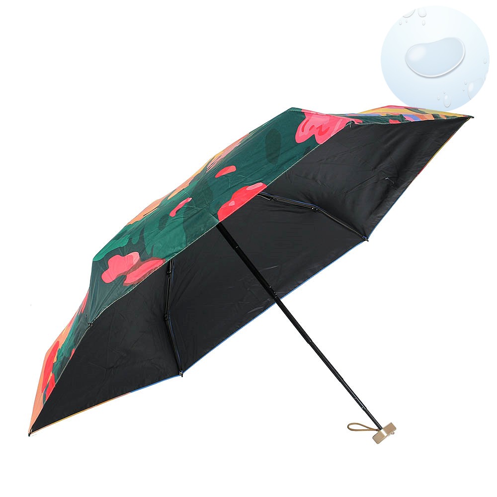 Oce 컬러아트 암막 6단 초미니 우산겸 양산 블랙 로즈문 썬쉐이드  썬세이드 접는 수동 양우산 수동 접이식 우산