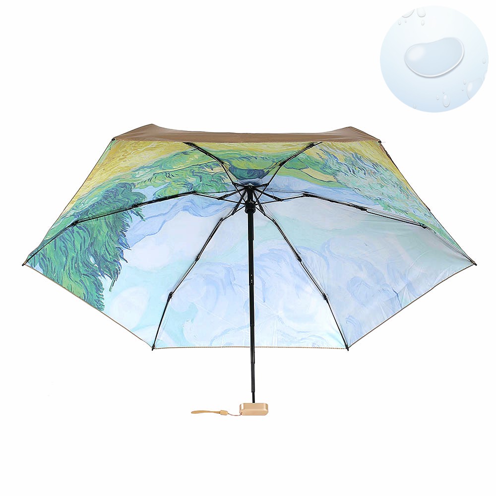 Oce 컬러아트 암막 6단 초미니 우산겸 양산 골드 윈드 컴팩트 작은 우양산 초경량 휴대용 양산 접는 수동 양우산