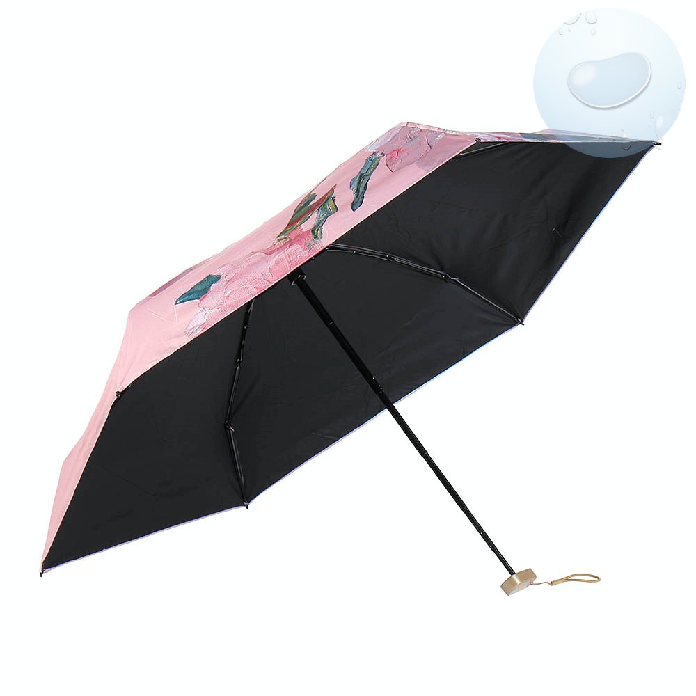 Oce 컬러아트 암막 6단 초미니 우산겸 양산 블랙 피오니 컴팩트 작은 우양산 수동 접이식 우산 컬러풀 소형 양우산