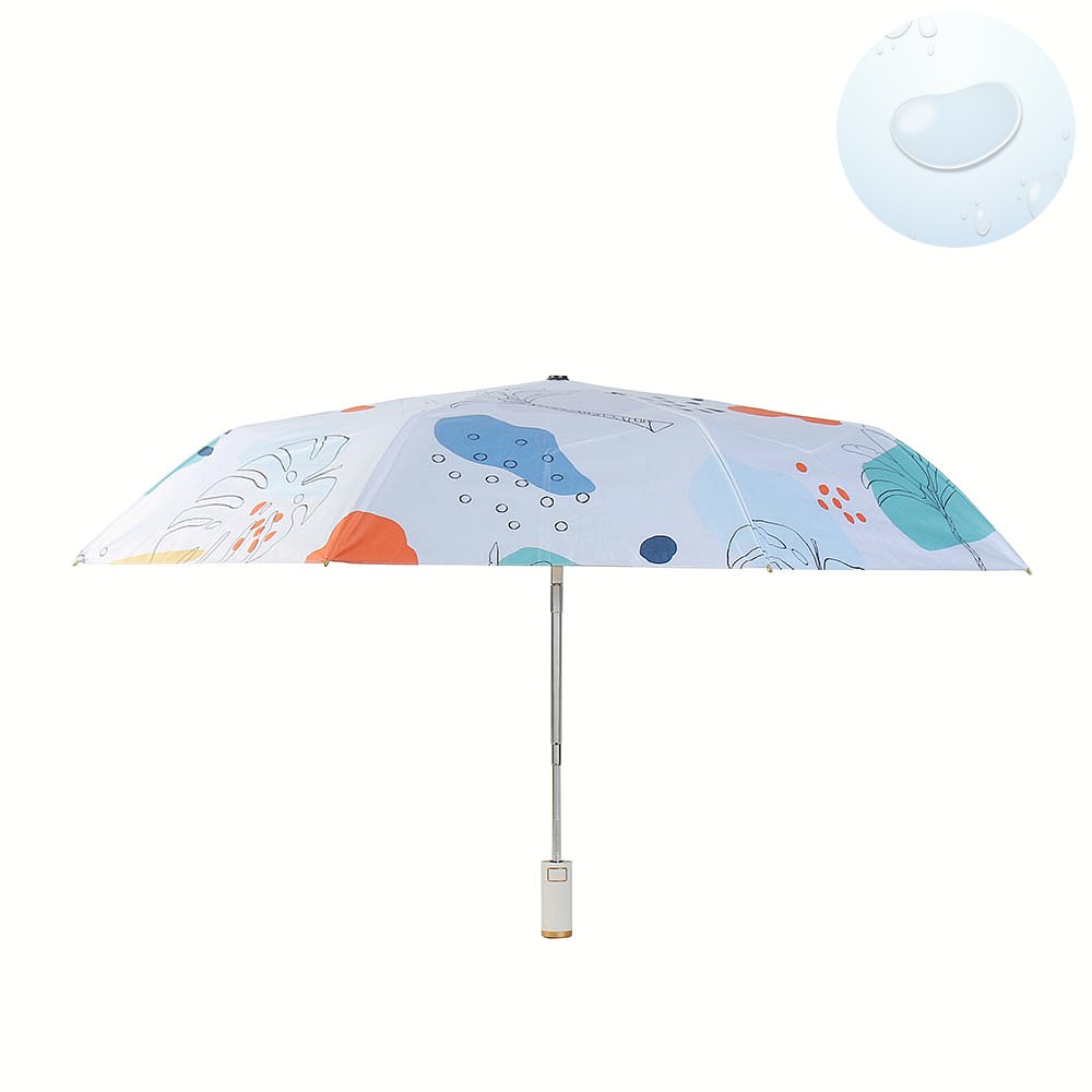 Oce 이쁜 3단 완전 자동우산 겸 양산 잎사귀 골드 초경량 양우산 접는 암막 우산 방수 방풍 우산
