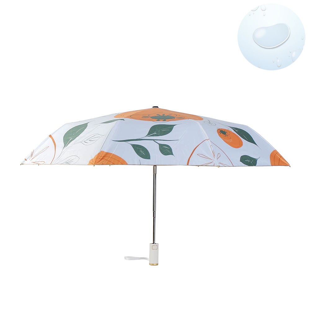 Oce 이쁜 3단 완전 자동우산 겸 양산 단감 골드 컴팩트 작은 우양산 휴대용 자동우산 접이식  가벼운 단우산