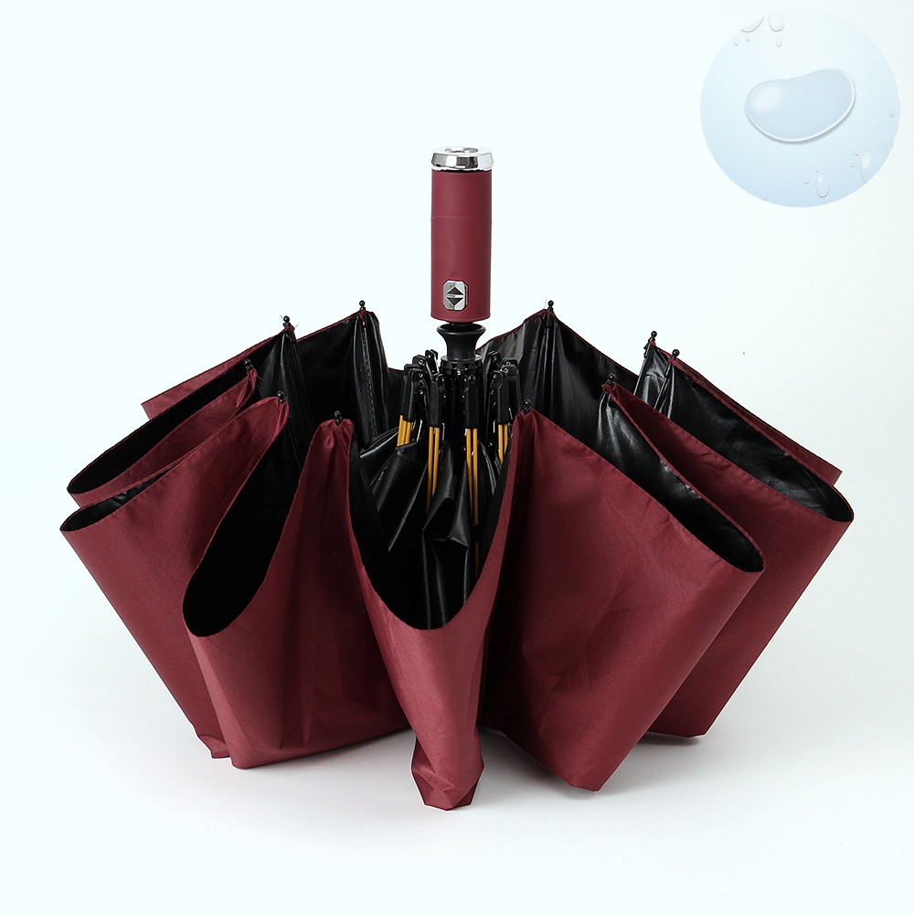 Oce 3단 접이식 LED 후레쉬 안전 우산 레드 가벼운 기념품 양우산 비상 렌턴 후라쉬 휴대용 랜턴 우산