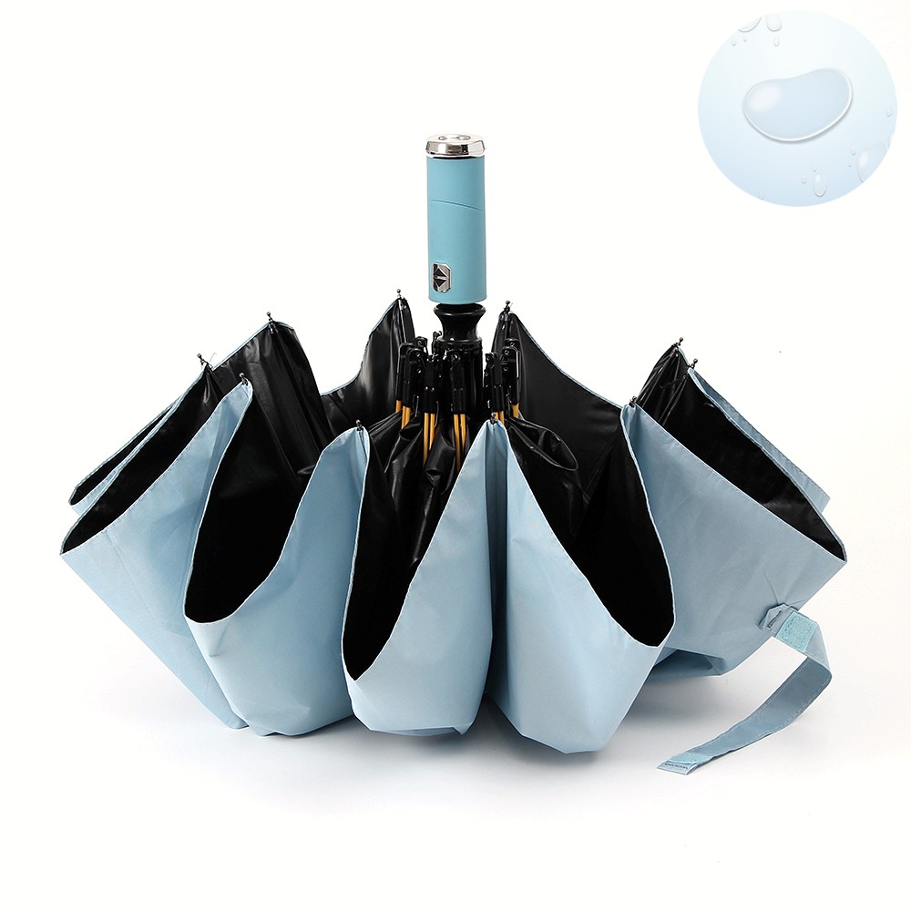 Oce 3단 접이식 LED 후레쉬 안전 우산 블루 가벼운 기념품 양우산 비상 렌턴 후라쉬 휴대용 랜턴 우산