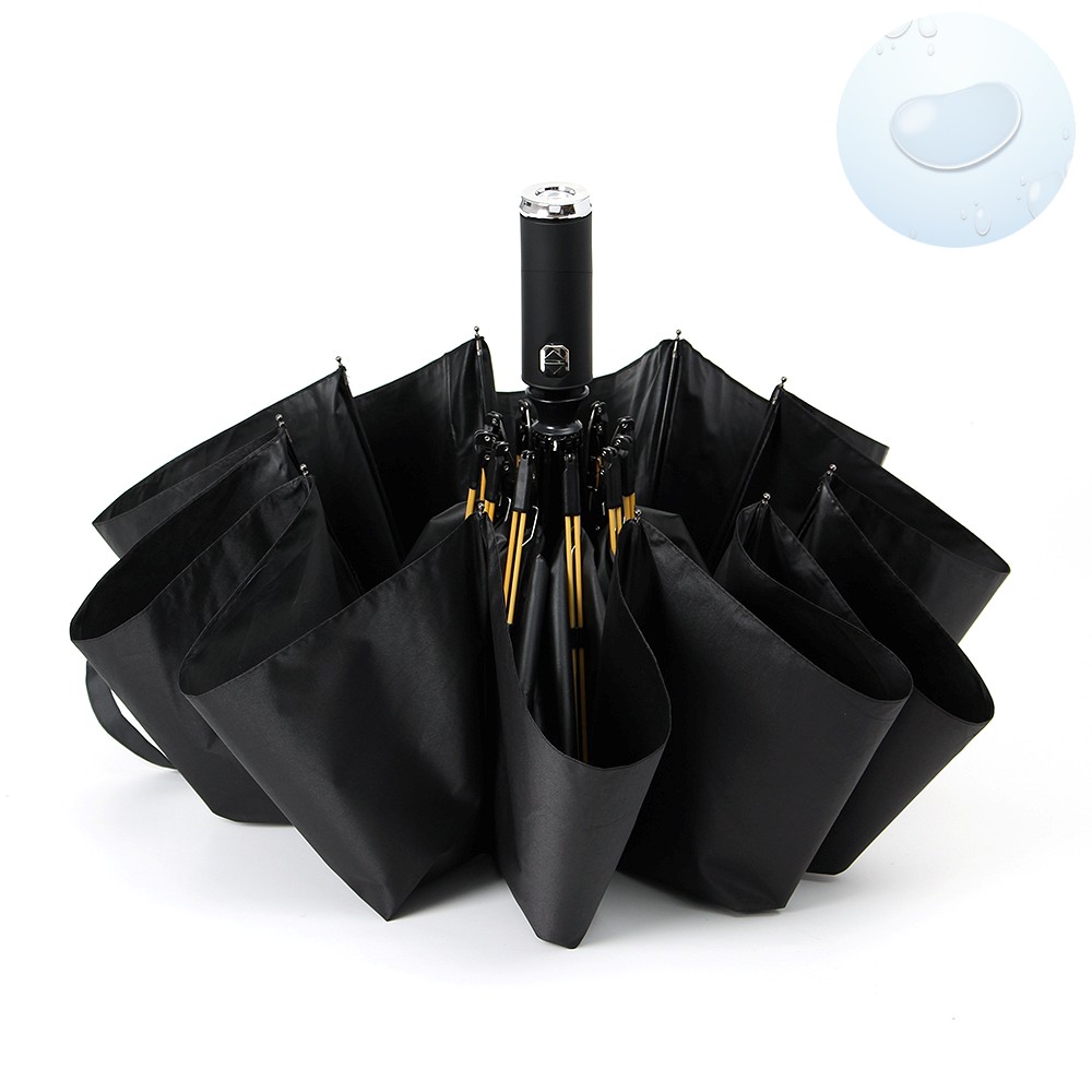 Oce 3단 접이식 LED 후레쉬 안전 우산 블랙 자외선 차단 양산 비상 렌턴 후라쉬 초경량 우양산