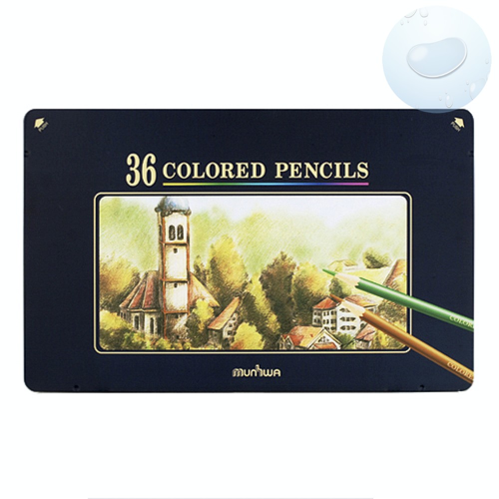 Oce 선명한 36색 고급 색연필 틴케이스 색깔 연필 그리기 도구 어린이 색칠 도구