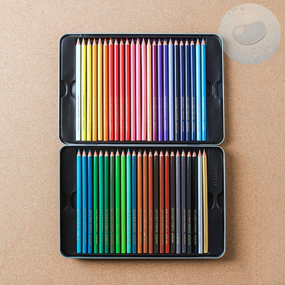 선명한 48색 고급 색연필 틴케이스 28x19.5 얇은 크레파스 그리기 도구 크래파스