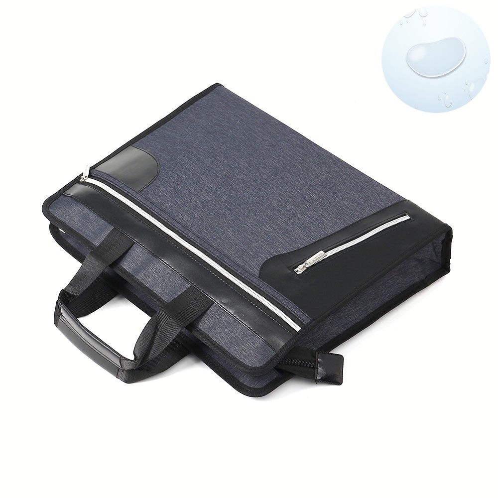 Oce 지퍼 포켓 토트백 가벼운 서류 A4 가방 블루 여성 남성 토트백 테블릿 파우치 컴퓨터 손잡이 파우치