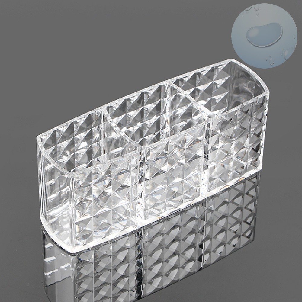 Oce 투명 사각통 3칸 화장품 정리합 18.5x8 메이크업 정리함 칸막이 트레이 수납대