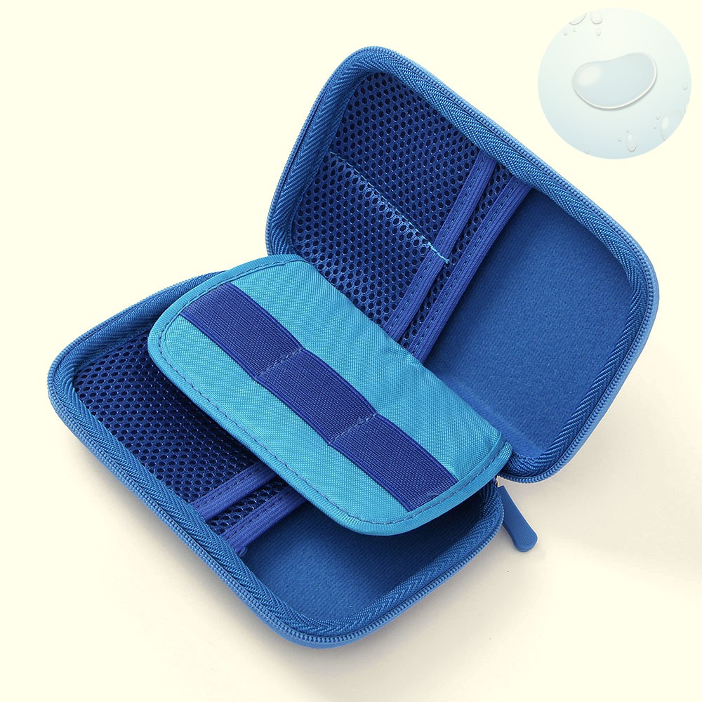 Oce 사각 케이블 usb 파우치 하드 케이스 블루 보관 상자 지퍼 케이스 속가방