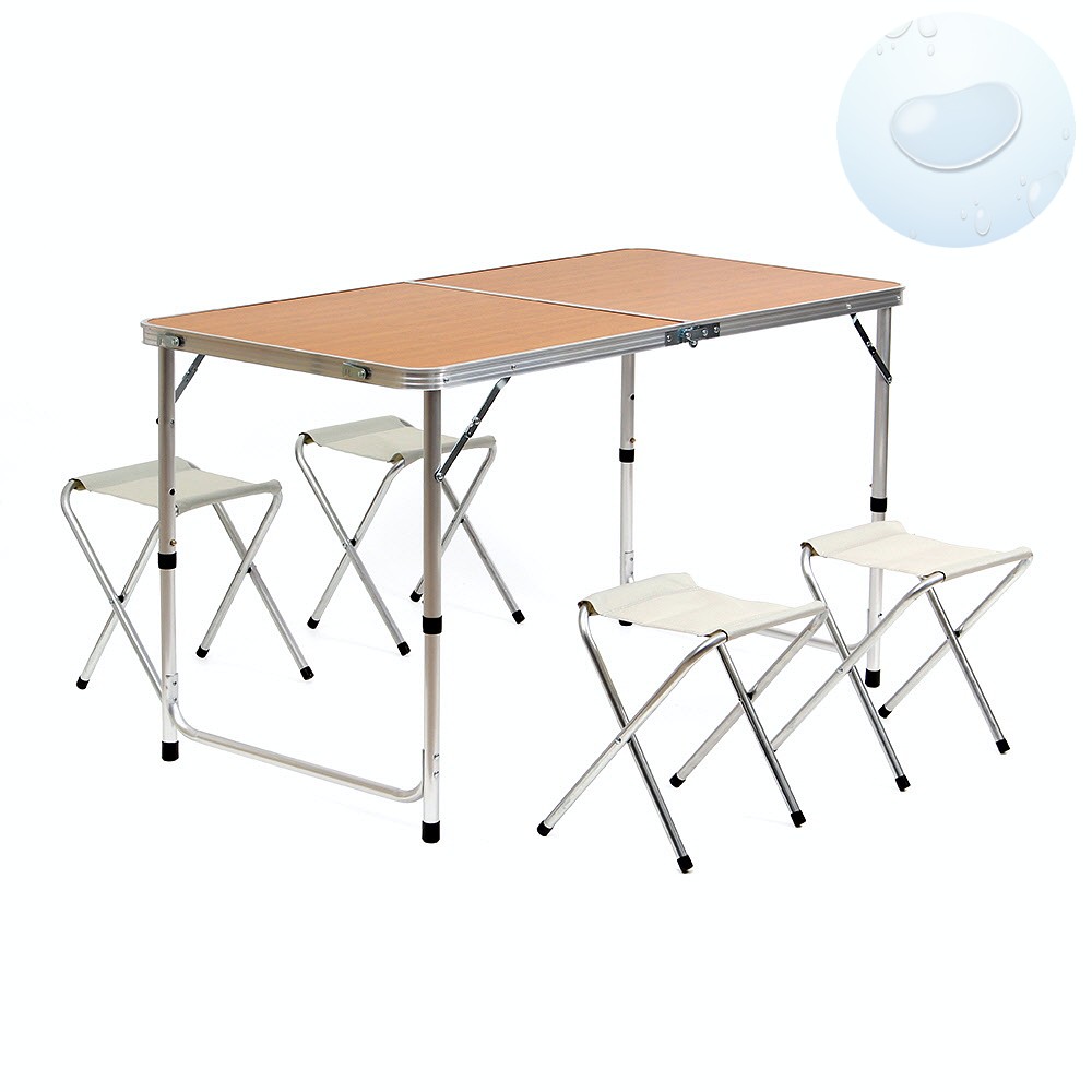 Oce 3단 접이식 야외 테이블 의자 세트 4인 높이조절 테이블 휴대용 선반 접이식 탁자 셋트