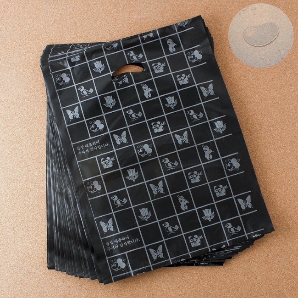 Oce 손잡이 봉투 비닐 쇼핑백 100p 블랙 30cm 비닐봉지 택배봉투 접착비닐