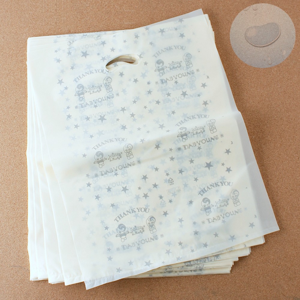 Oce 손잡이 봉투 비닐 쇼핑백 100p 베이지 35cm 비닐봉투 비닐백 택배봉투