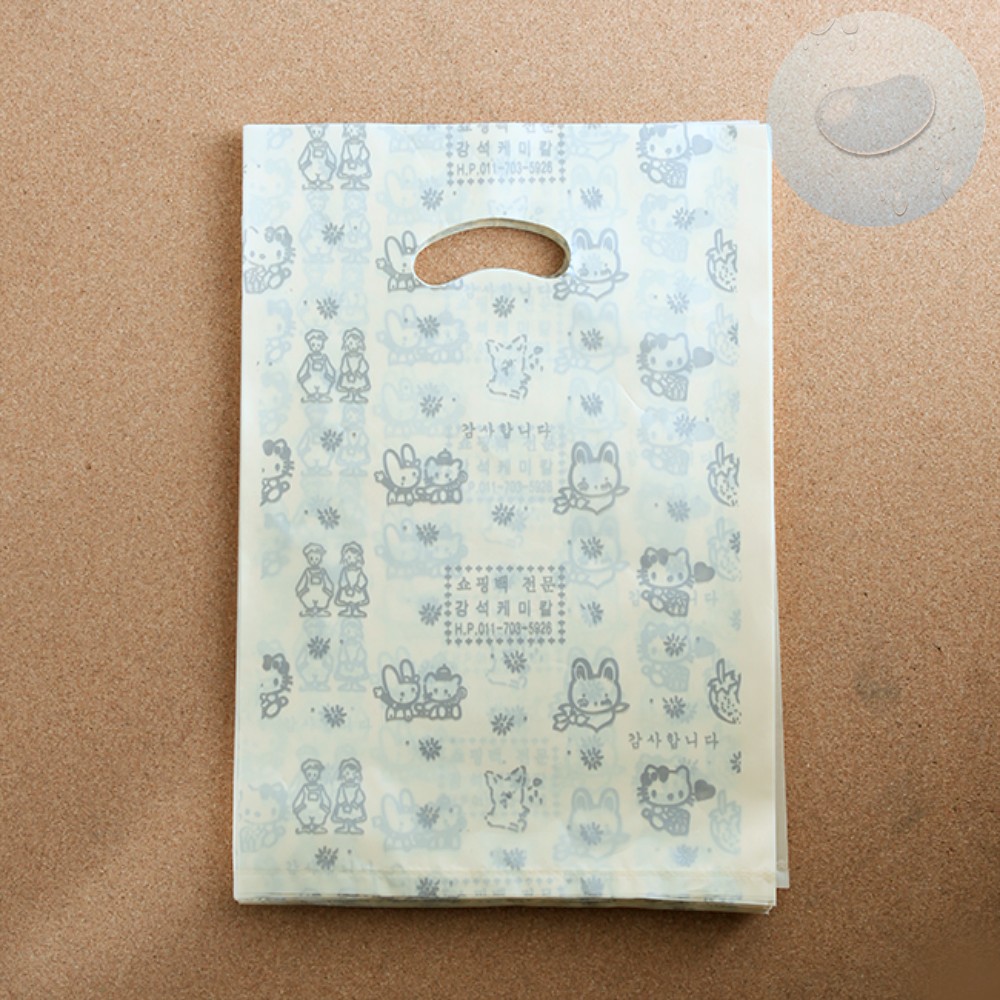 손잡이 봉투 비닐 쇼핑백 100p 베이지 22cm 포장백 포장 비니루 팬시 봉투