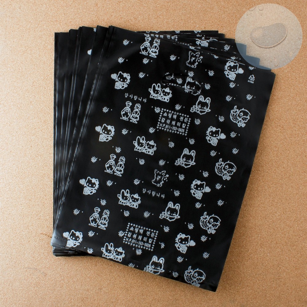 손잡이 봉투 비닐 쇼핑백 100p 블랙 27cm 포장팩 접착비닐 포장백